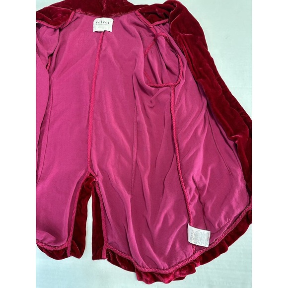 Velvet By Robert & Graham Rayna Velvet Blazer Red Button Up Medium RARE 18% Silk - Picture 9 of 16